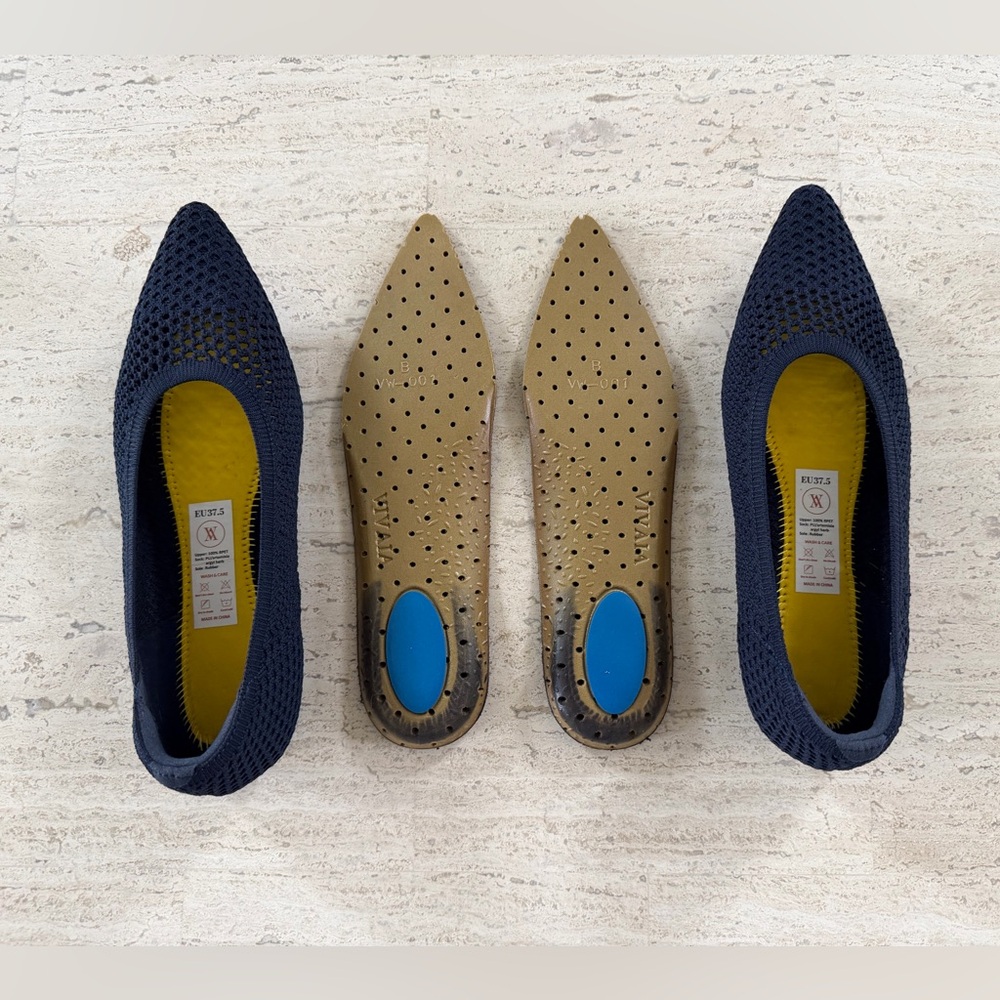 VIVAIA Pointed-Toe Breathable Mesh Ballet Flats (Aria 5°) in Navy, Size EU 37.5 - Picture 10 of 15